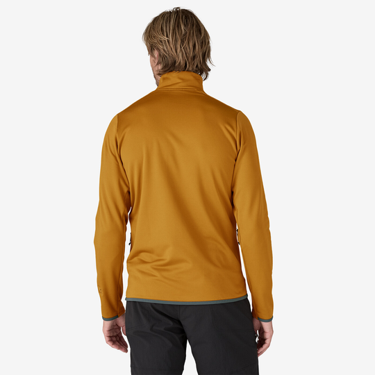 R1 Thermal Jkt in golden yellow, rear view showing fit and technical fabric.