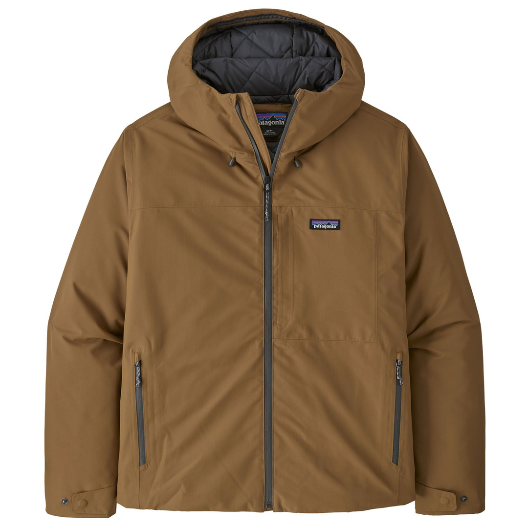 Men's Windshadow Jkt, brown waterproof jacket with adjustable hood, front pockets, and Thermogreen™ insulation.