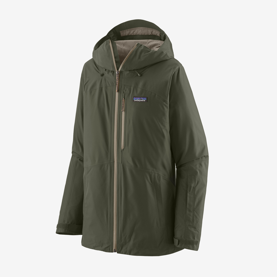 Women's Powder Town Jacket in recycled fabric with H2No™ technology, featuring a helmet-compatible hood and RECCO® reflector.