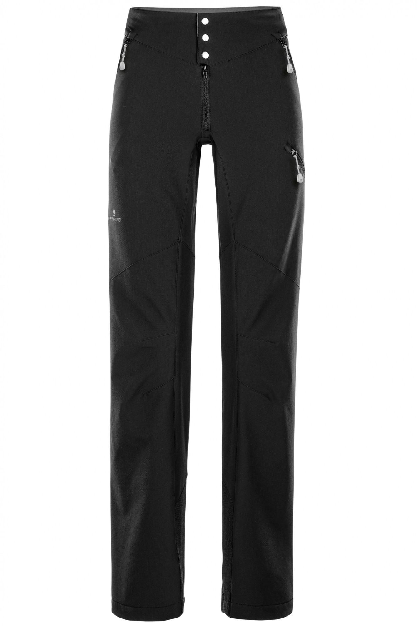 Pehoe Pants Woman for alpine and winter trekking, technical stretch fabric, black.