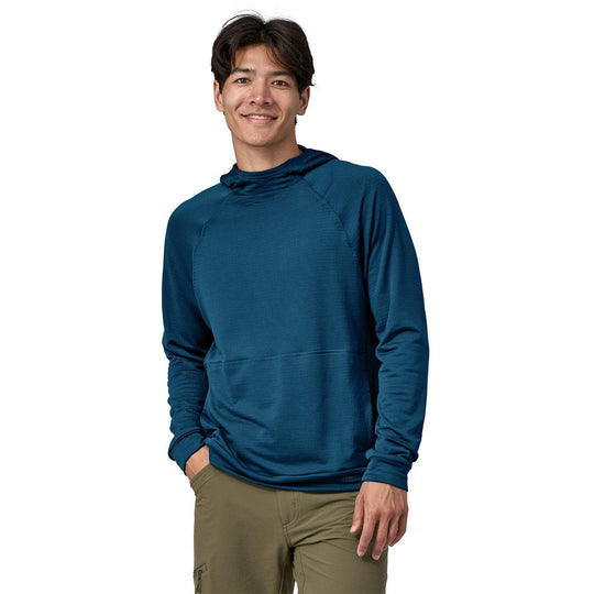 Cap Thermal Hoody for cold weather, breathable Polartec® Power Grid™ fabric, blue color.