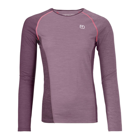 Long-sleeve cooling shirt for mountain hikes, lightweight Merino blend. 