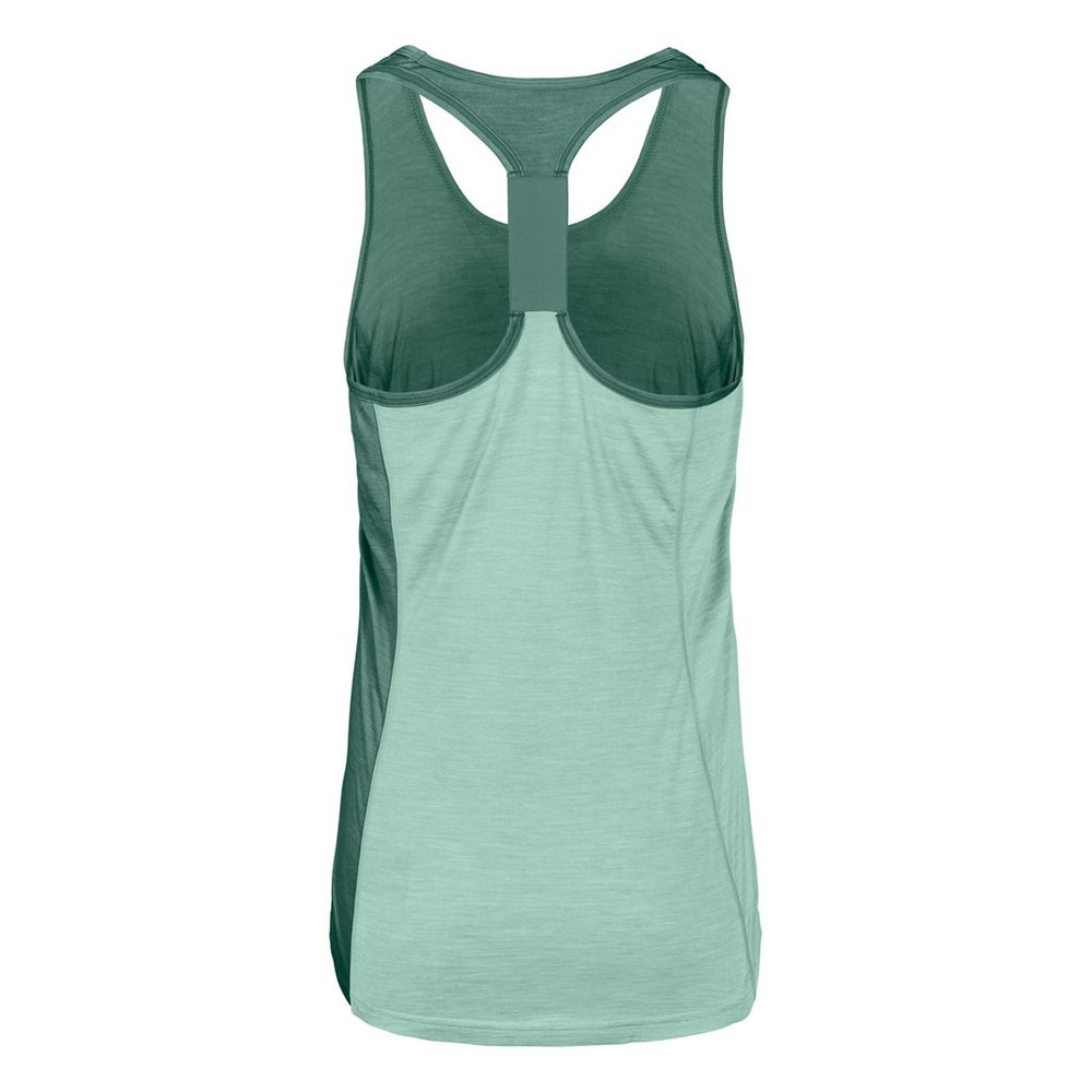 120 Cool Tec Fast Upward Top W in merino wool, athletic fit, rear view.