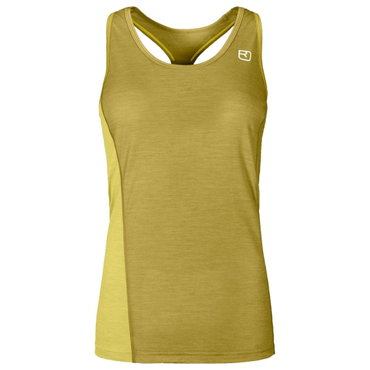 Women's 120 Cool Tec Fast Upward Top in yellow, lightweight Merino and Tencel blend, athletic fit.