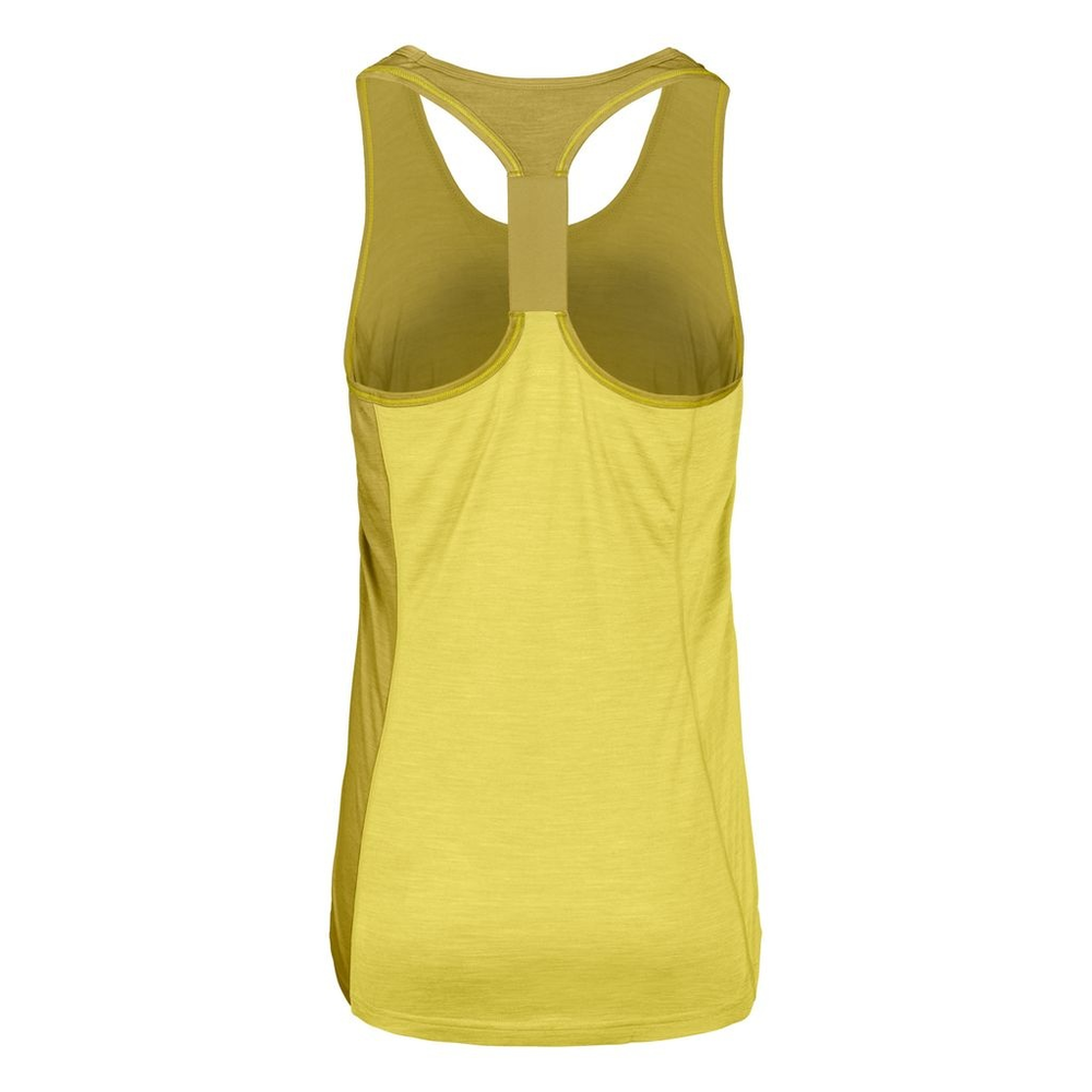Women's 120 Cool Tec Fast Upward Top in yellow, made with quick-drying Merino wool and Tencel for climbing.