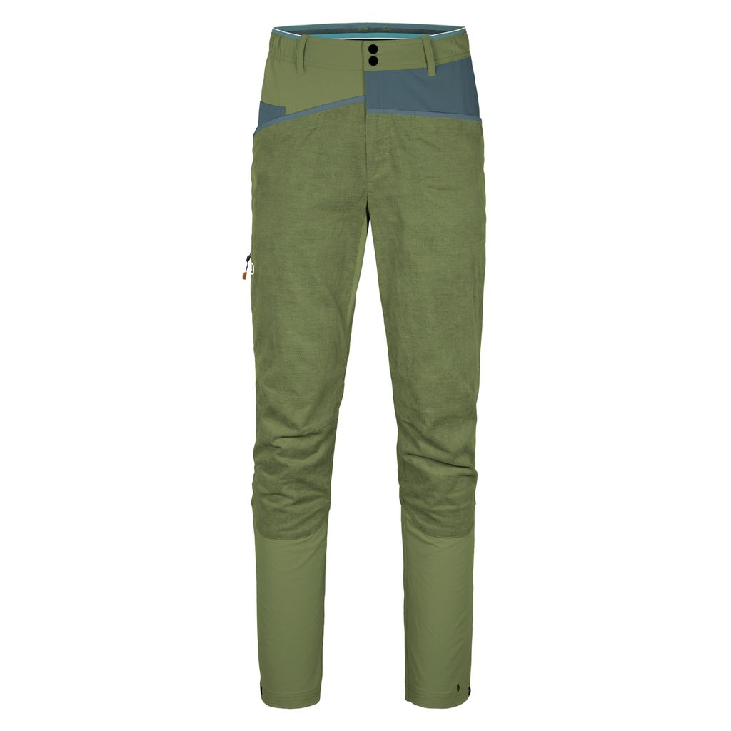 Casale Pants M - green climbing pants for men made from hemp and organic cotton, featuring elastic waistband and ergonomic fit.