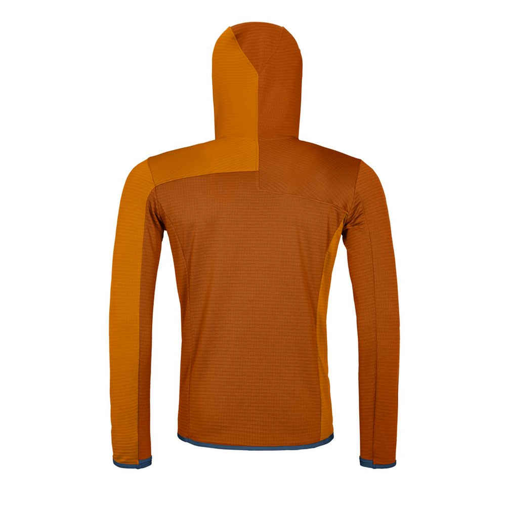 Fleece Light Grid Hooded Jacket M for alpine hiking, lightweight, merino wool, ergonomic fit.