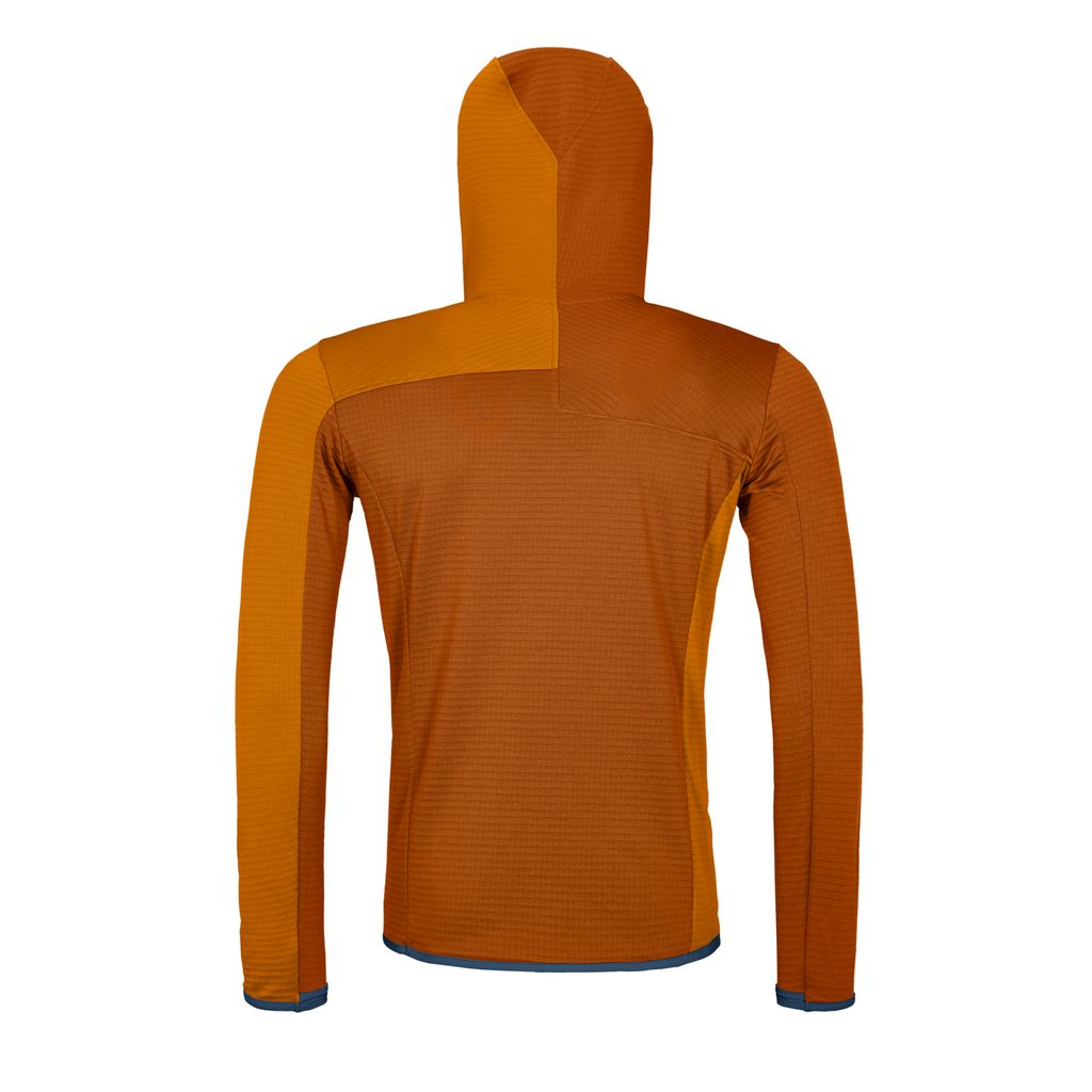 Fleece Light Grid Hooded Jacket M for alpine hiking, lightweight, merino wool, ergonomic fit.
