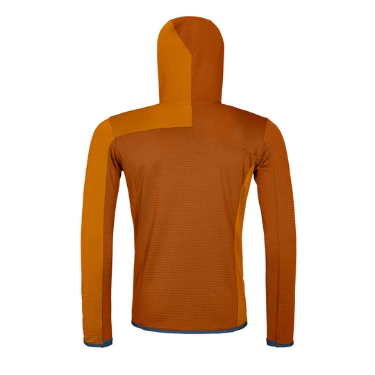 Fleece Light Grid Hooded Jacket M for alpine hiking, lightweight, merino wool, ergonomic fit.