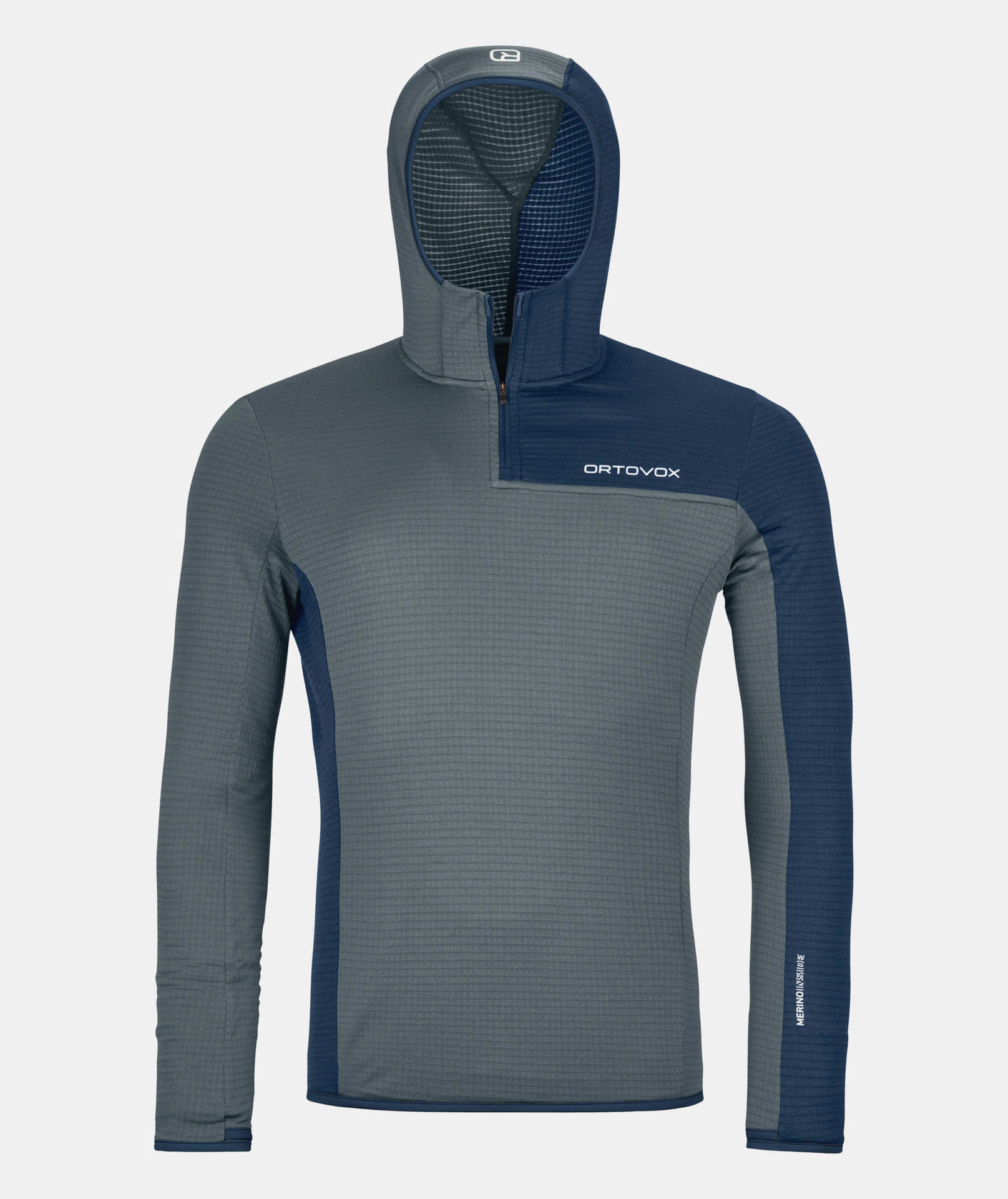 Fleece Light Grid ZN Hoody M with ergonomic fit and lightweight Merino Fleece, ideal for mountain activities.