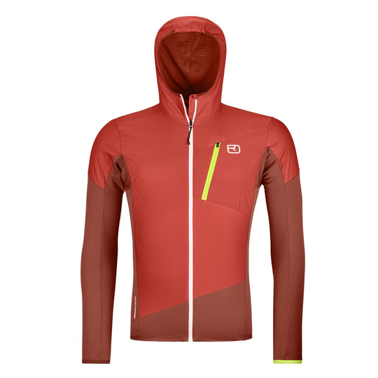 Ladiz Hybrid Jacket M in red with windproof panels and athletic fit.