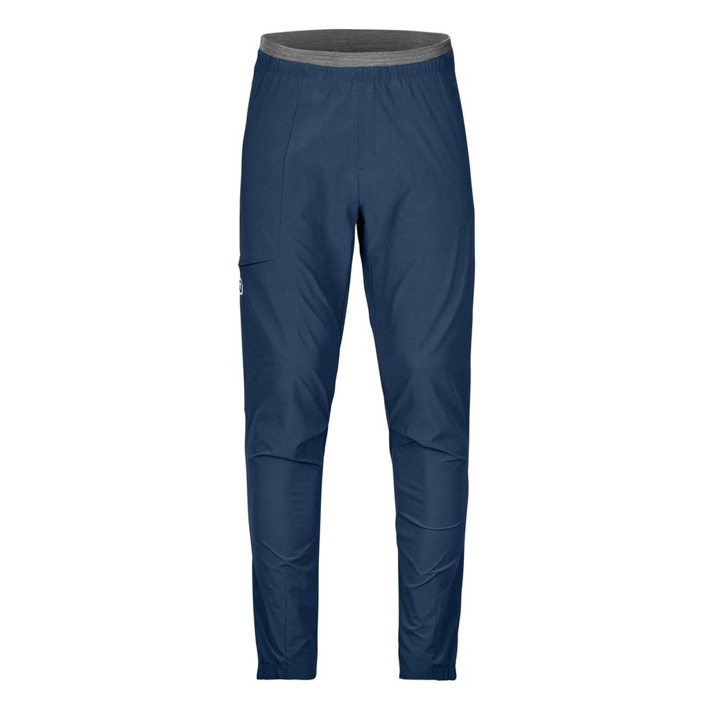 Men's Piz Selva Pants in blue, lightweight and stretchable for summer hiking.