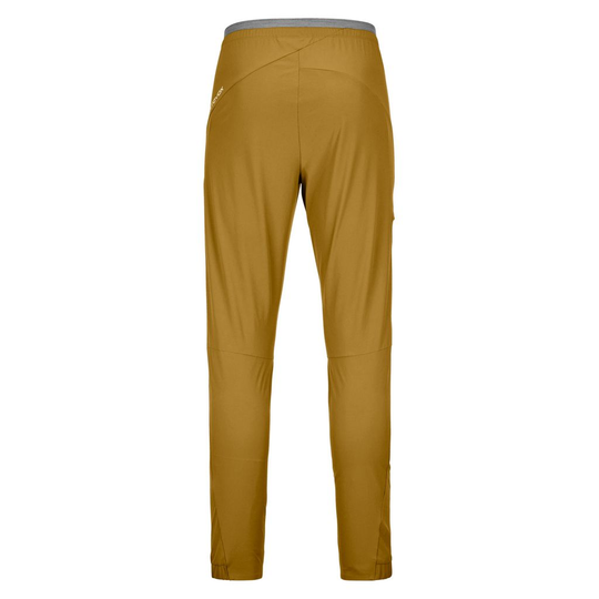 Lightweight men's pants in brown designed for maximum movement freedom, ideal for summer alpine trekking, featuring stretch material and DWR finish.