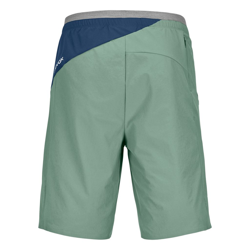 Piz Selva Shorts M for men in light green and blue, featuring Merino waistband.