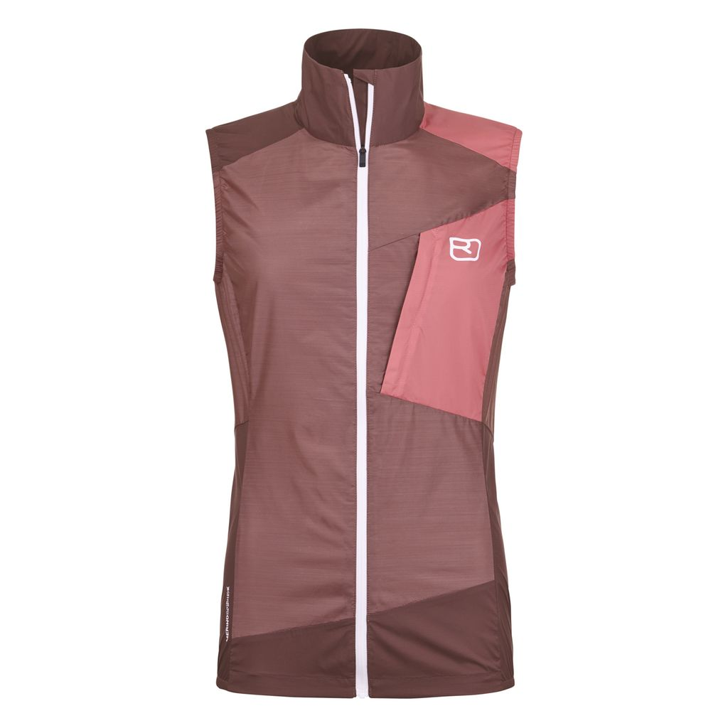 Windbreaker Vest for women in lightweight, water-repellent, and windproof Merino wool blend.