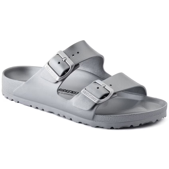 BIRKENSTOCK Arizona Eva Sandals, lightweight and waterproof, in gray color.