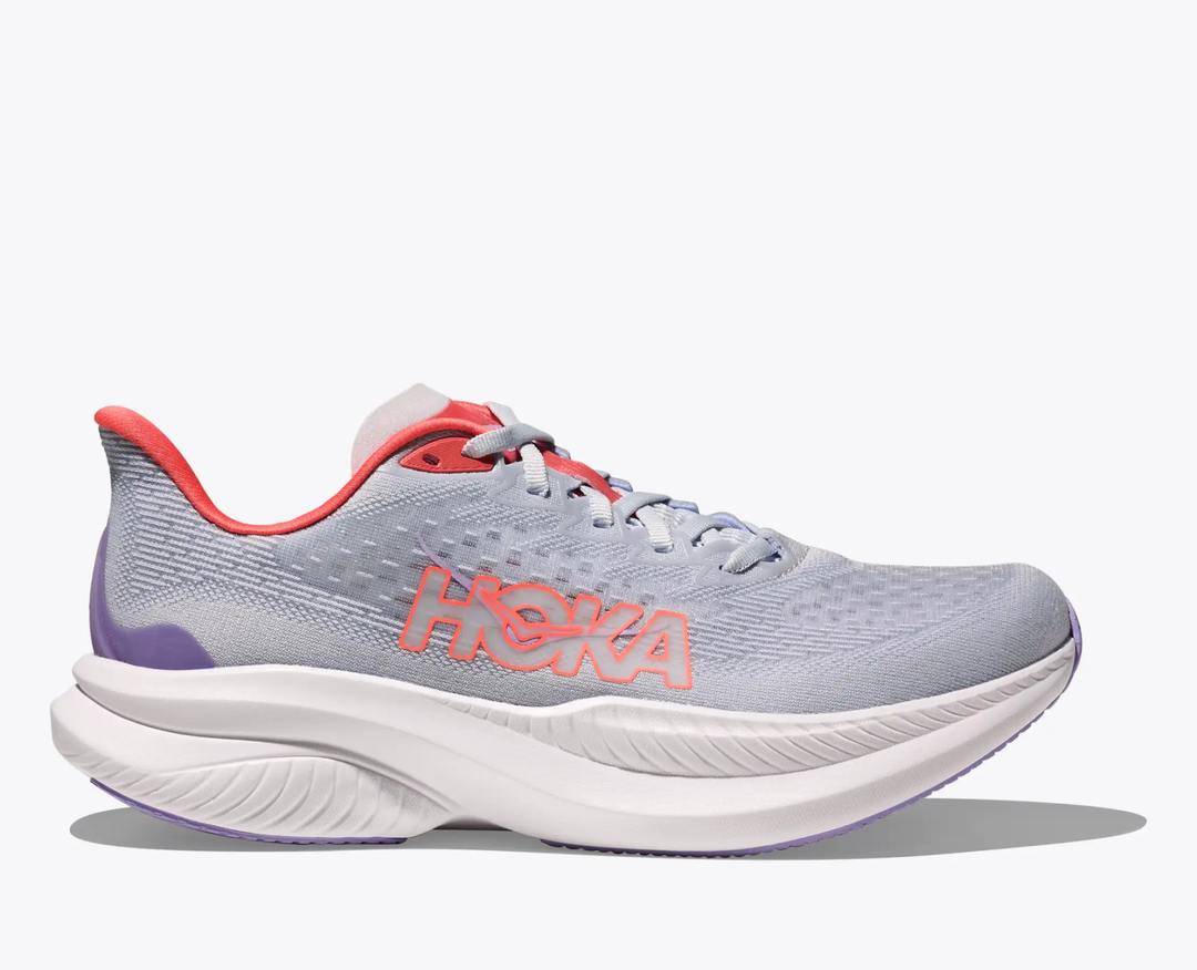 W Mach 6 running shoe with lightweight design, creel jacquard upper, and innovative foam midsole for enhanced energy return.