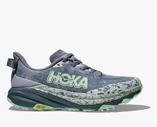 Speedgoat 6 trail running shoe with breathable fabric and Vibram® Megagrip sole.