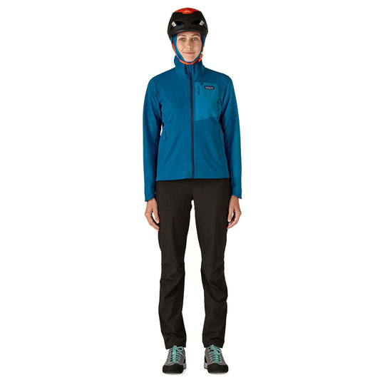 W's R1 Crossstrata Hoody, versatile blue mid-layer jacket for mountain weather.