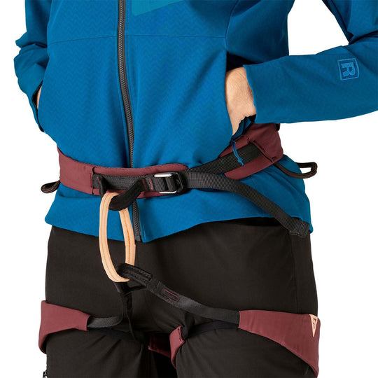 W's R1 Crossstrata Hoody in use with climbing gear.