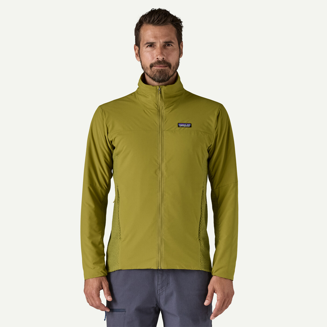 Men's Nano-Air Light Hybrid Jacket in green, featuring lightweight insulation and breathable panels for outdoor performance.
