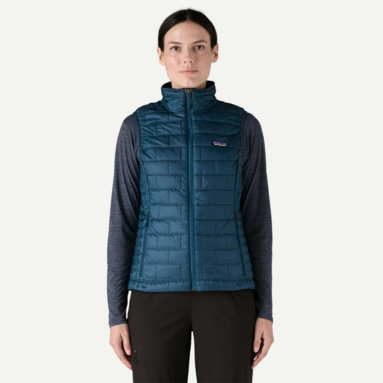 W's Nano Puff Vest in recycled polyester with PrimaLoft Gold Insulation, Fair Trade Certified.