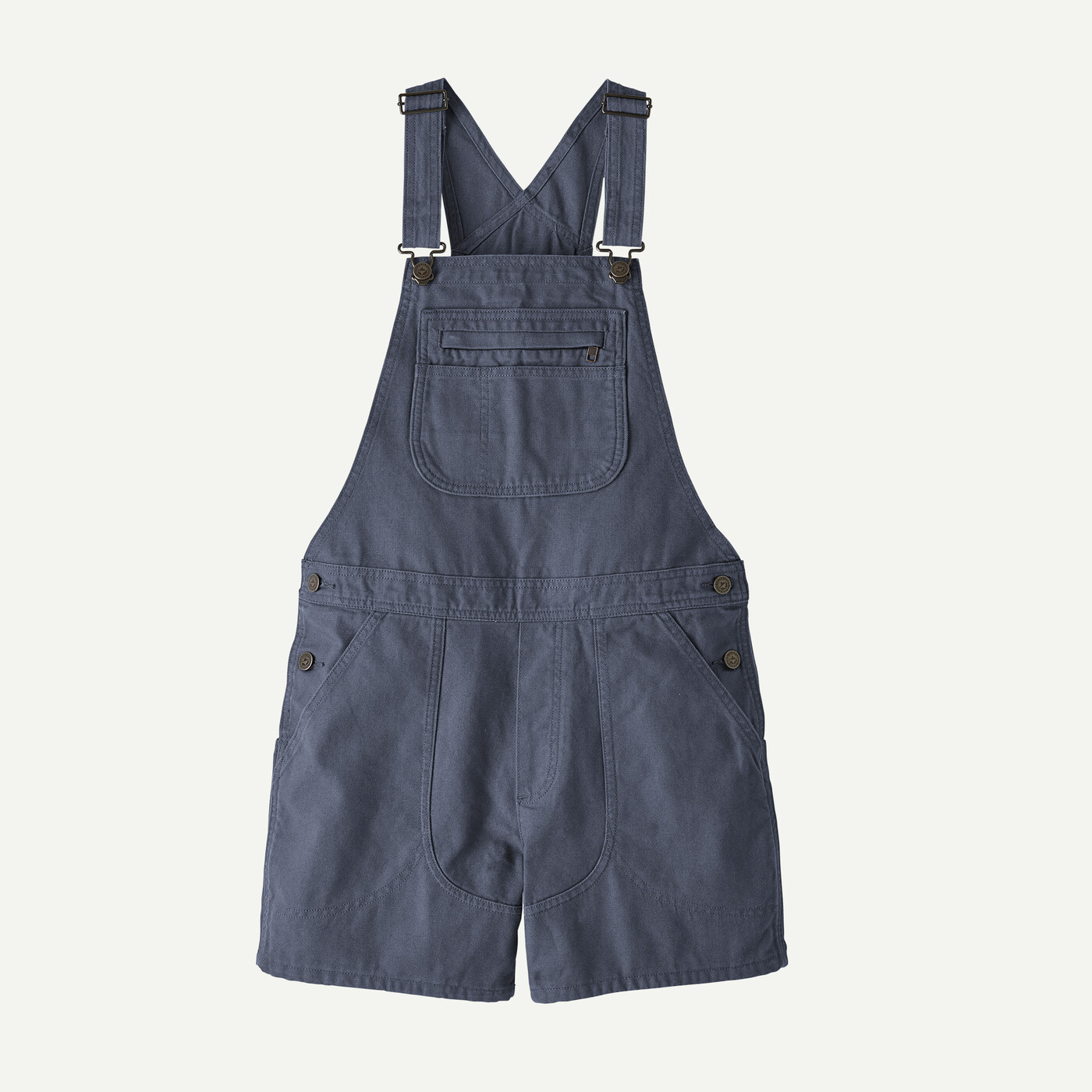 Women's Stand Up Overalls in organic cotton with adjustable straps and multiple pockets, perfect for gardening.