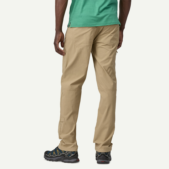 M's Quandary Pants in beige, crafted from recycled nylon and elastan, shown from the back with a regular fit.