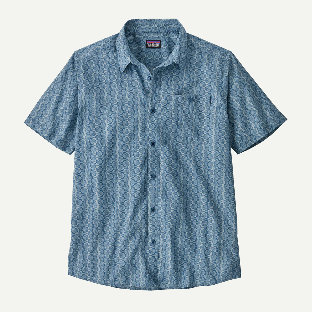 M's Go To Shirt, lightweight short-sleeve with chest pocket and button-front, organic cotton and recycled polyester blend.