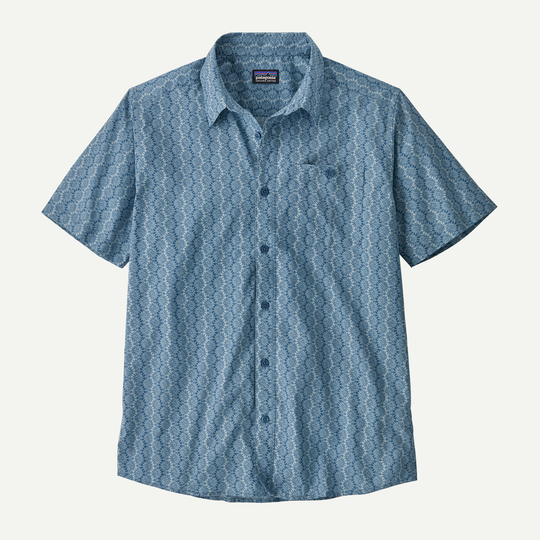 M's Go To Shirt, lightweight short-sleeve with chest pocket and button-front, organic cotton and recycled polyester blend.