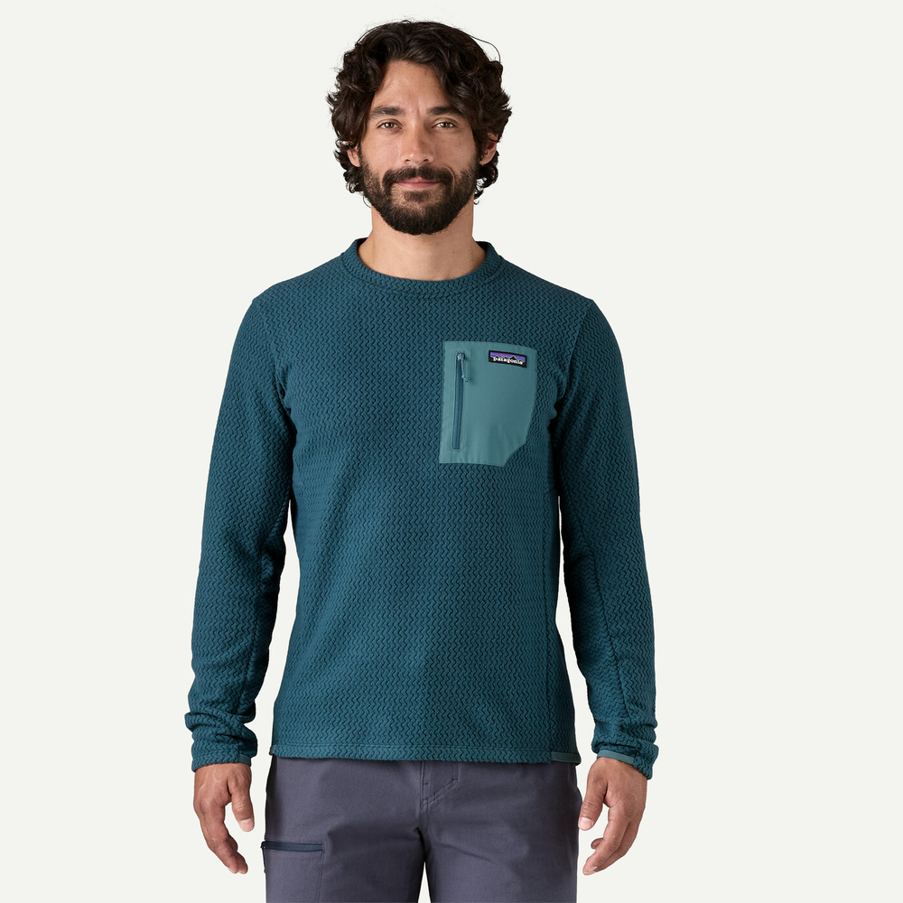 R1 Air Crew lightweight breathable recycled polyester pullover with chest pocket and soft cuffs.