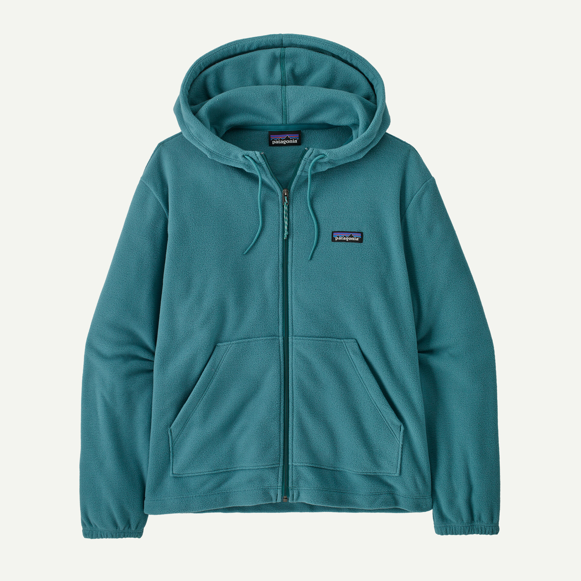W's Micro D Fleece Hoody in teal, made from recycled polyester with full zip, hood, and front pockets.