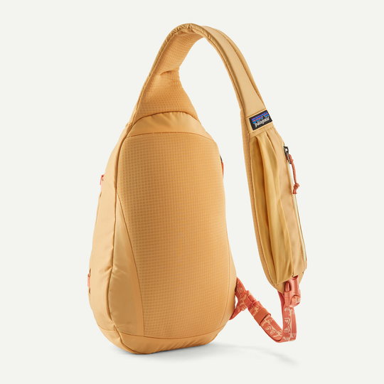 Atom Sling 8L backpack, ergonomic design, recycled polyester, Fair Trade Certified, 8-liter capacity.