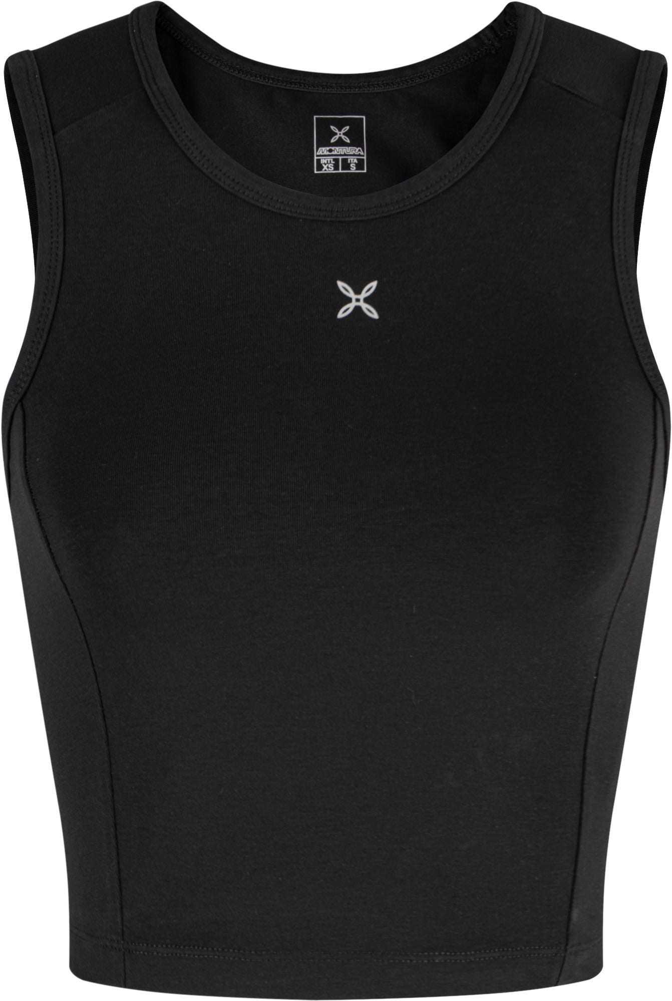 Shiva Tank Top Woman in black stretch cotton jersey, ideal for climbing and outdoor activities.
