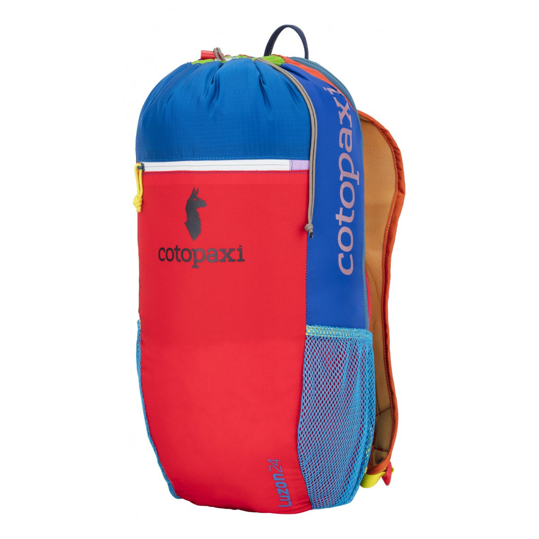 Zaino Luzon 24L Del Día colorato, tessuto in nylon ripstop, spallacci in rete, chiusura con coulisse.