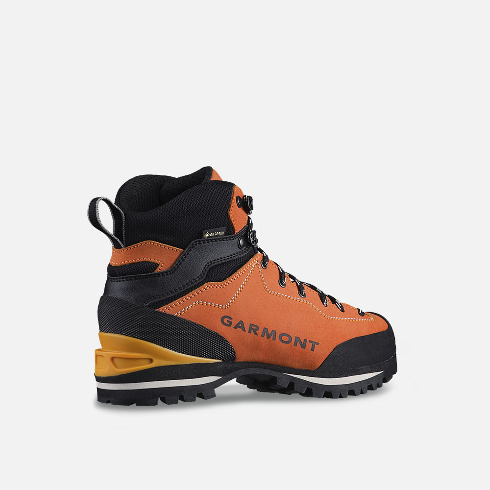 Semi-ramponable climbing boots, orange and black, suede leather, waterproof, Ascent Gtx Wmn.