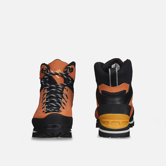 Ascent Gtx Wmn semi cramponable mountaineering boots with suede upper and rubber inserts for protection.