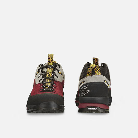 Waterproof Dragontail Tech GTX approach shoes with suede upper and extended lacing.