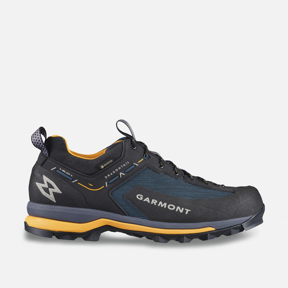 Dragontail Synth Gtx trekking shoes, waterproof with TPU and nylon upper, EVA midsole, extended lacing, ideal for mixed terrain and rock climbing.
