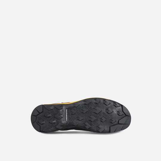 Dragontail Synth Gtx trekking shoe sole with rugged traction pattern.