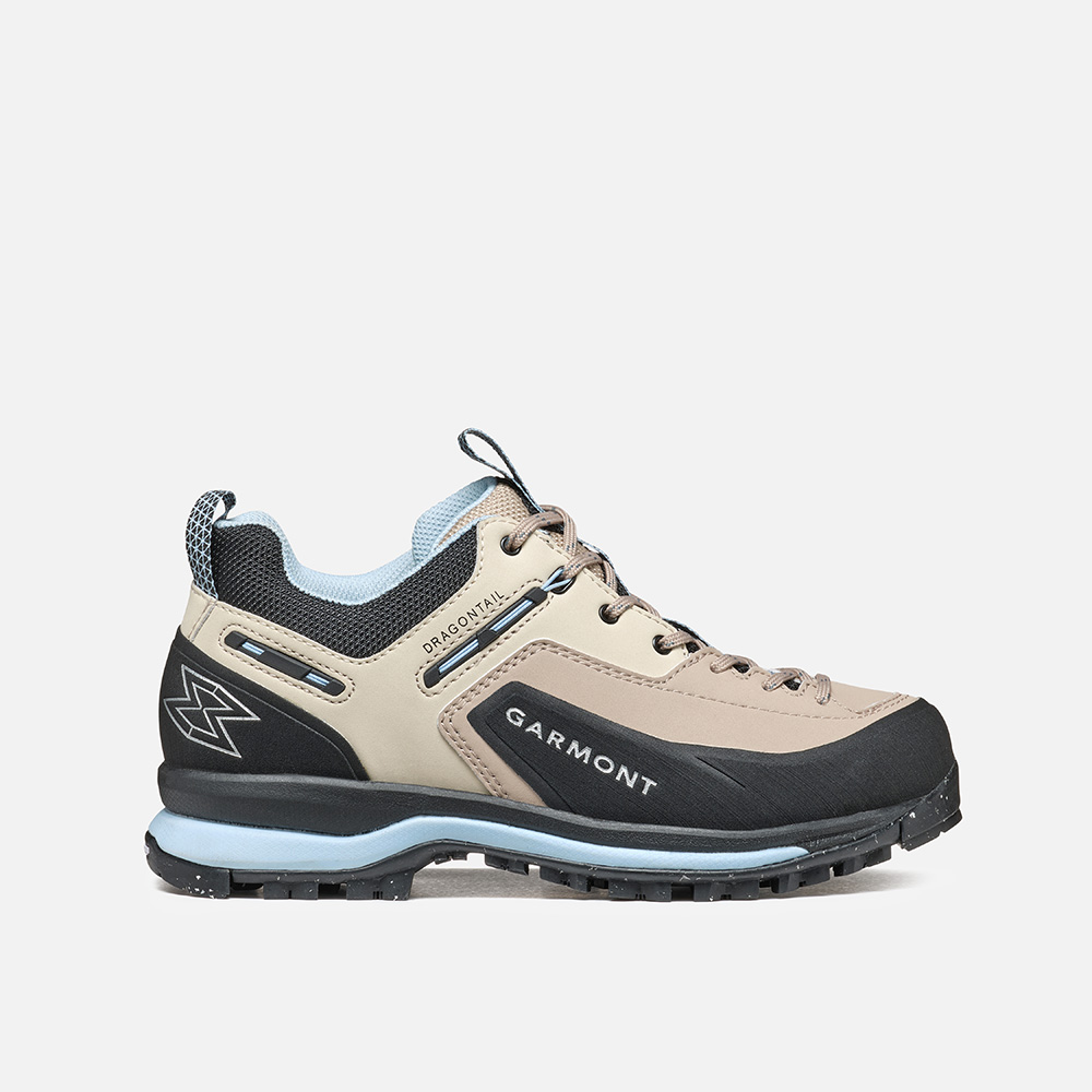 Dragontail Tech Geo Wms hiking shoe with Co2 reduced design, durable abrasion-resistant material, extended lacing, and comfortable forefoot.