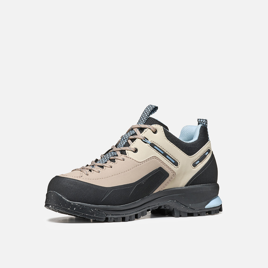 Dragontail Tech Geo Wms hiking shoe with eco-friendly design, abrasion-resistant microfiber, and extended lacing for comfort and control.