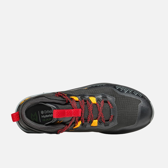 Lightweight hiking shoe with technical mesh, EVA midsole, and Ortholite® insole, top view of 9.81 Engage Mid Gtx.