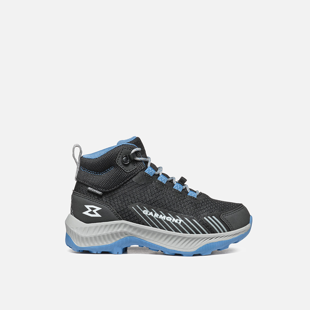 Children's versatile hiking boots with breathable polyester, waterproof membrane, and fast-lace system for outdoor adventures.