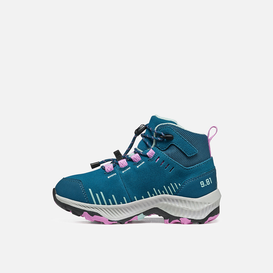 Waterproof 9.81 Kids Pulse Trek WP hiking boots with suede upper and fast-lace system.