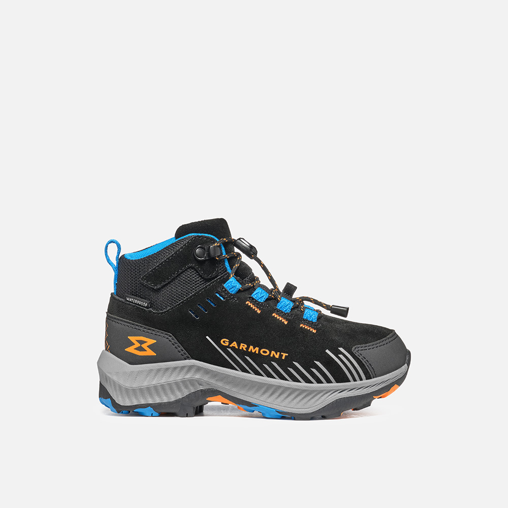 Waterproof 9.81 Kids Pulse Trek hiking boots for children with suede upper and easy fast-lace system.