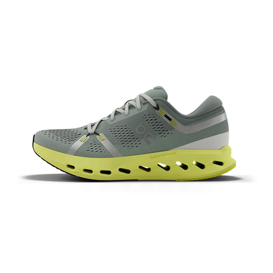 Light gray and yellow Cloudsurfer 2 W running shoe with breathable mesh upper and enhanced CloudTec Phase™ cushioning.