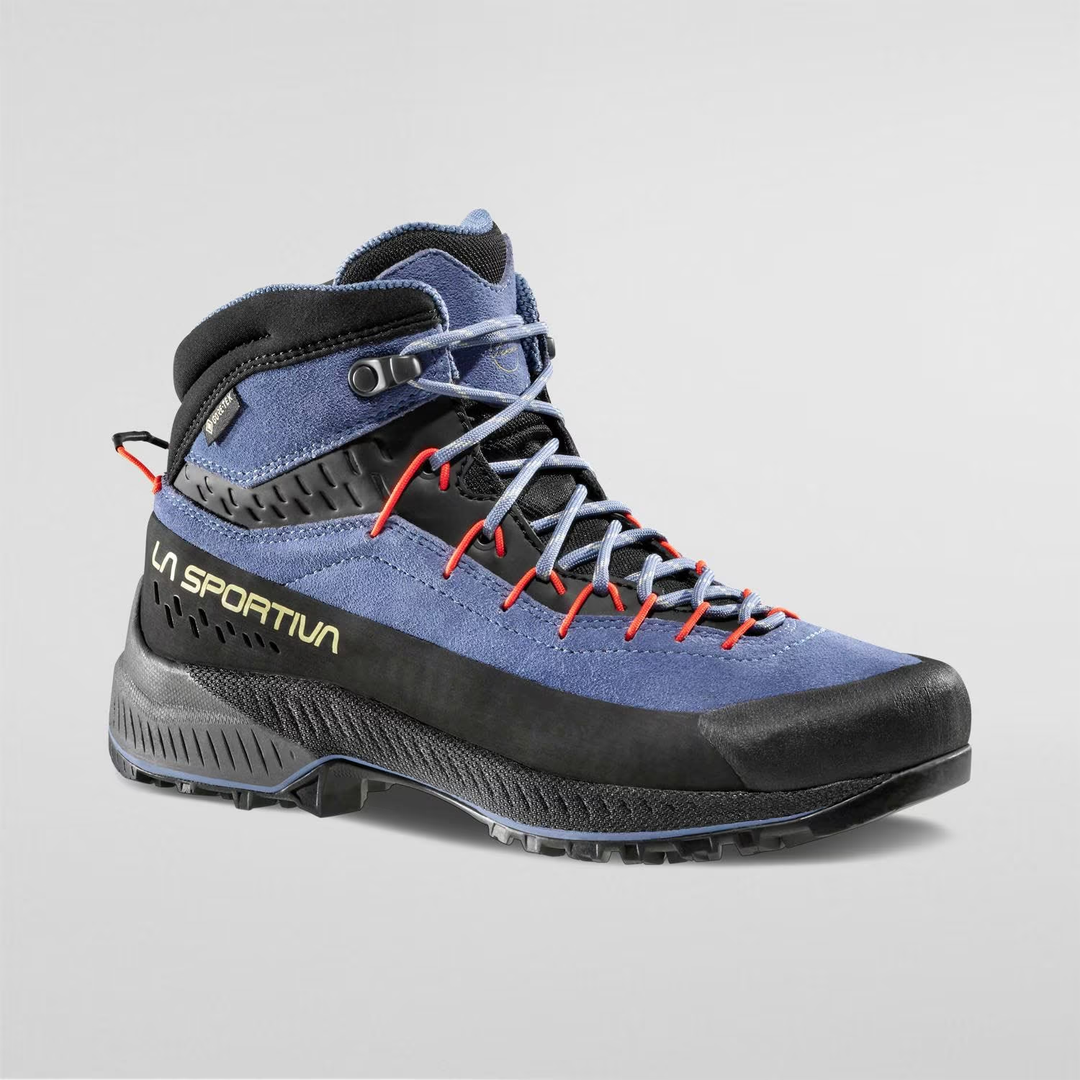 Mid-cut Tx4 Evo Mid Woman Gtx hiking shoe with Gore-Tex, Vibram MegaGrip sole, and climbing zone for stability and comfort.