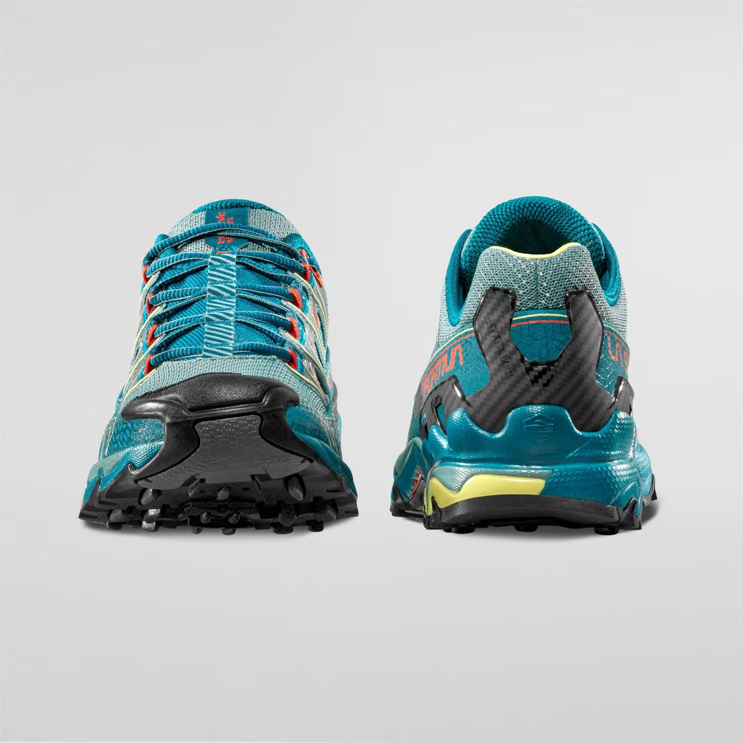 Trail running shoes Ultra Raptor II Woman with breathable air-mesh, EVA cushioning, and durable FriXion White sole.