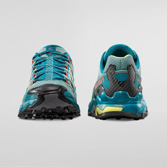 Trail running shoes Ultra Raptor II Woman with breathable air-mesh, EVA cushioning, and durable FriXion White sole.